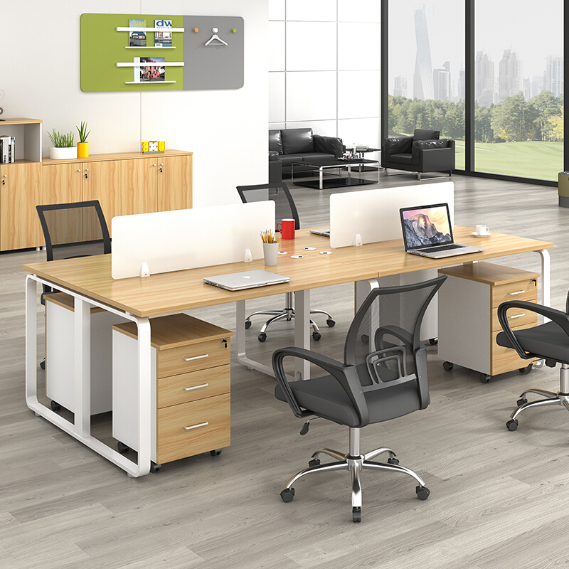 北京办公家具屏风职员办公桌员工四人位桌椅组