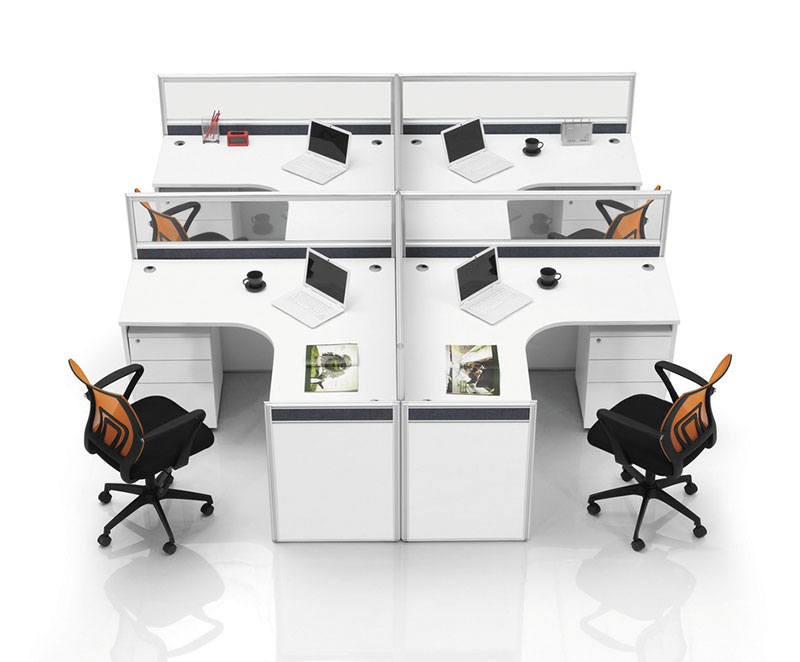 北京办公家具屏风办公桌4/6人位拐角职员办公桌