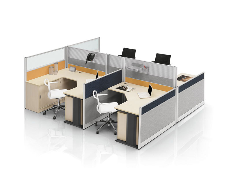 北京办公桌椅组合办公室46人位拐角职员屏风卡座
