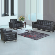 北京办公家具真皮三人位经理室会客区简约现代