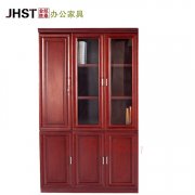 北京老板组合书柜双玻璃门胡桃木纹烤漆文件柜